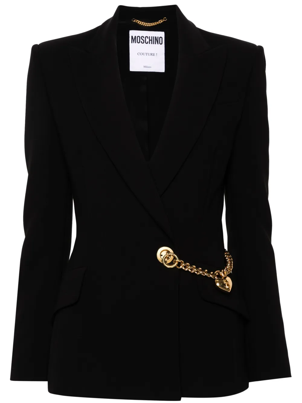 Moschino Chain-fastening Blazer In Black