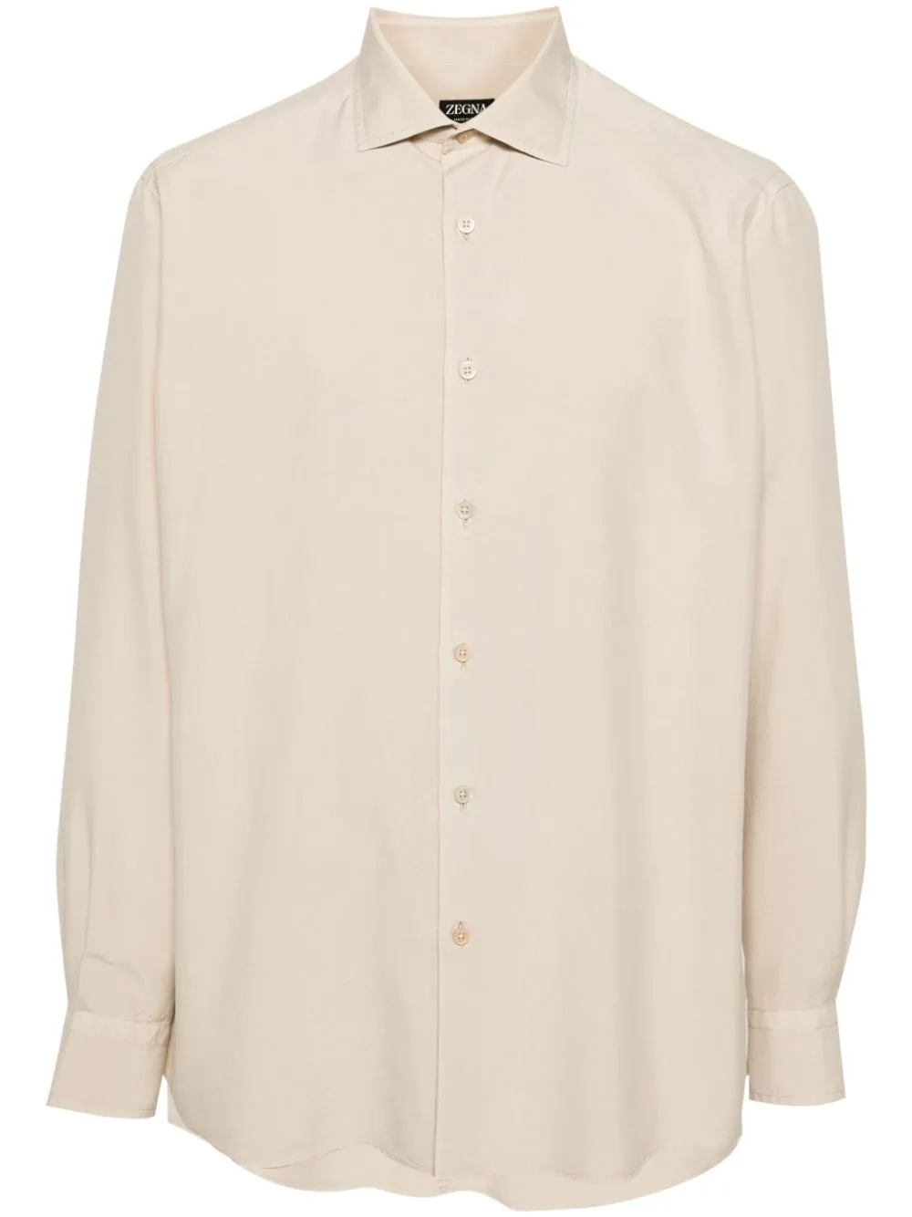 Zegna Long-sleeve Silk Shirt In Neutrals