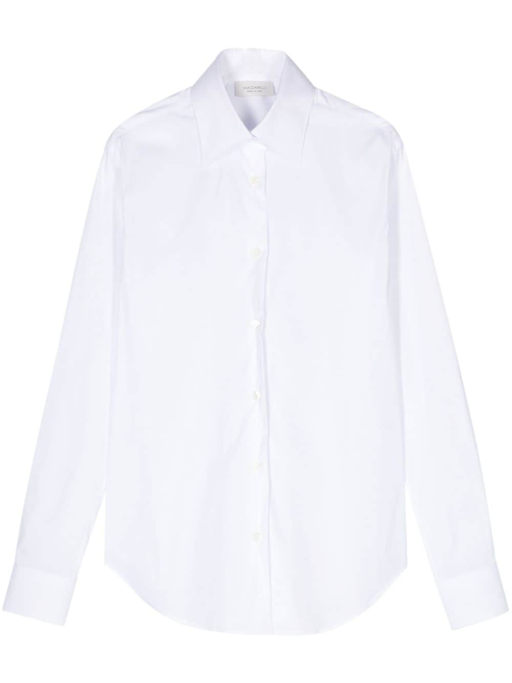 Shop Mazzarelli Poplin Long-sleeved Shirt In White