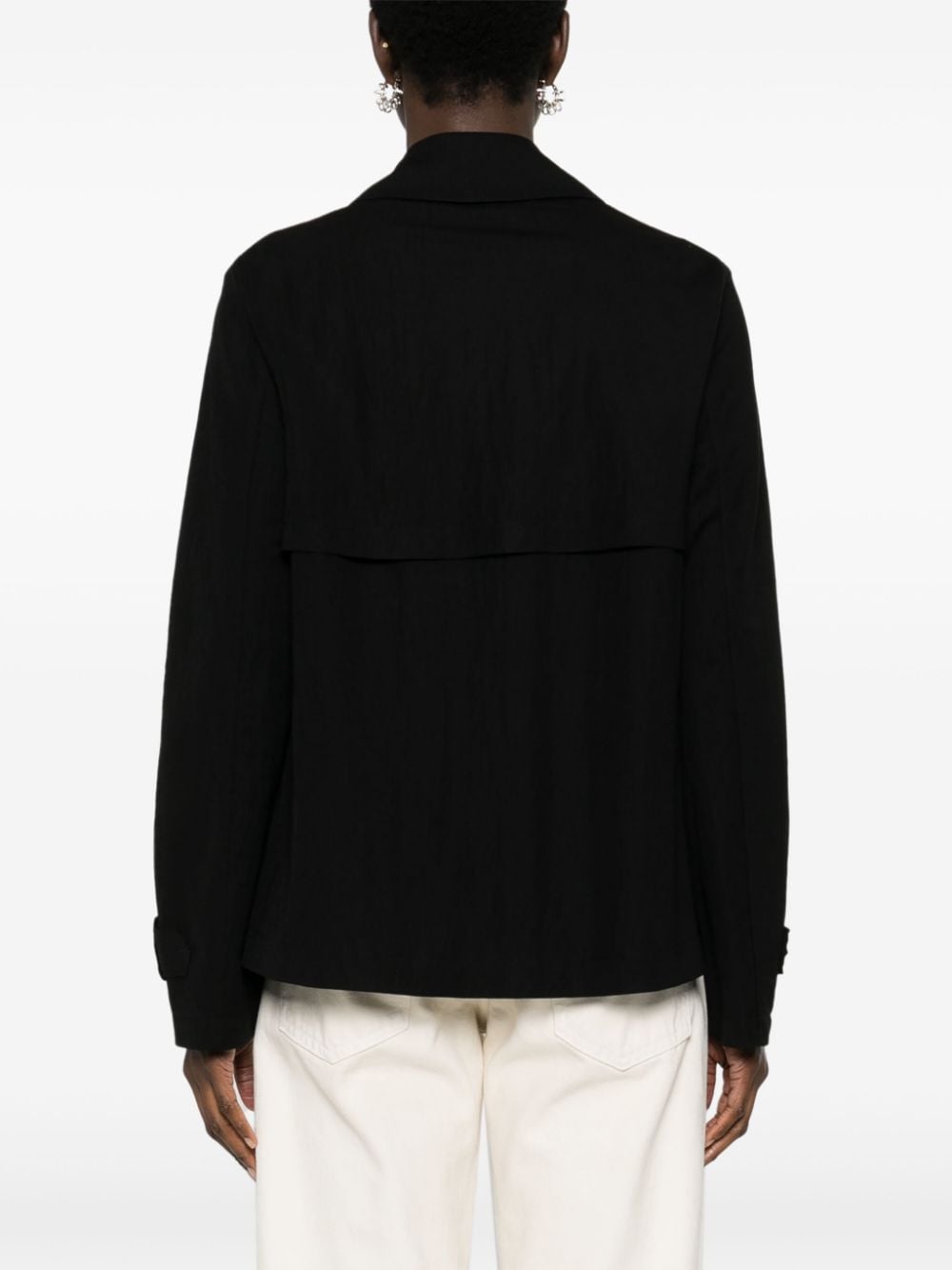 Shop Harris Wharf London Double-breasted Twill Cropped Coat In Black
