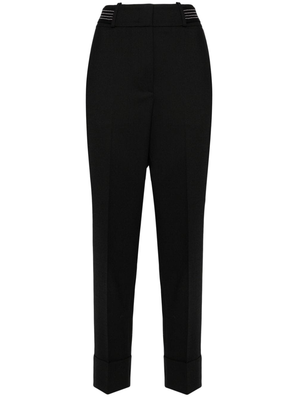 Peserico Beaded-trim Twill Trousers In 黑色