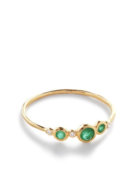 Monica Vinader 14kt yellow gold Siren diamond and emerald ring