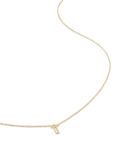 Monica Vinader collar Initial T pequeño en oro amarillo de 14 ct