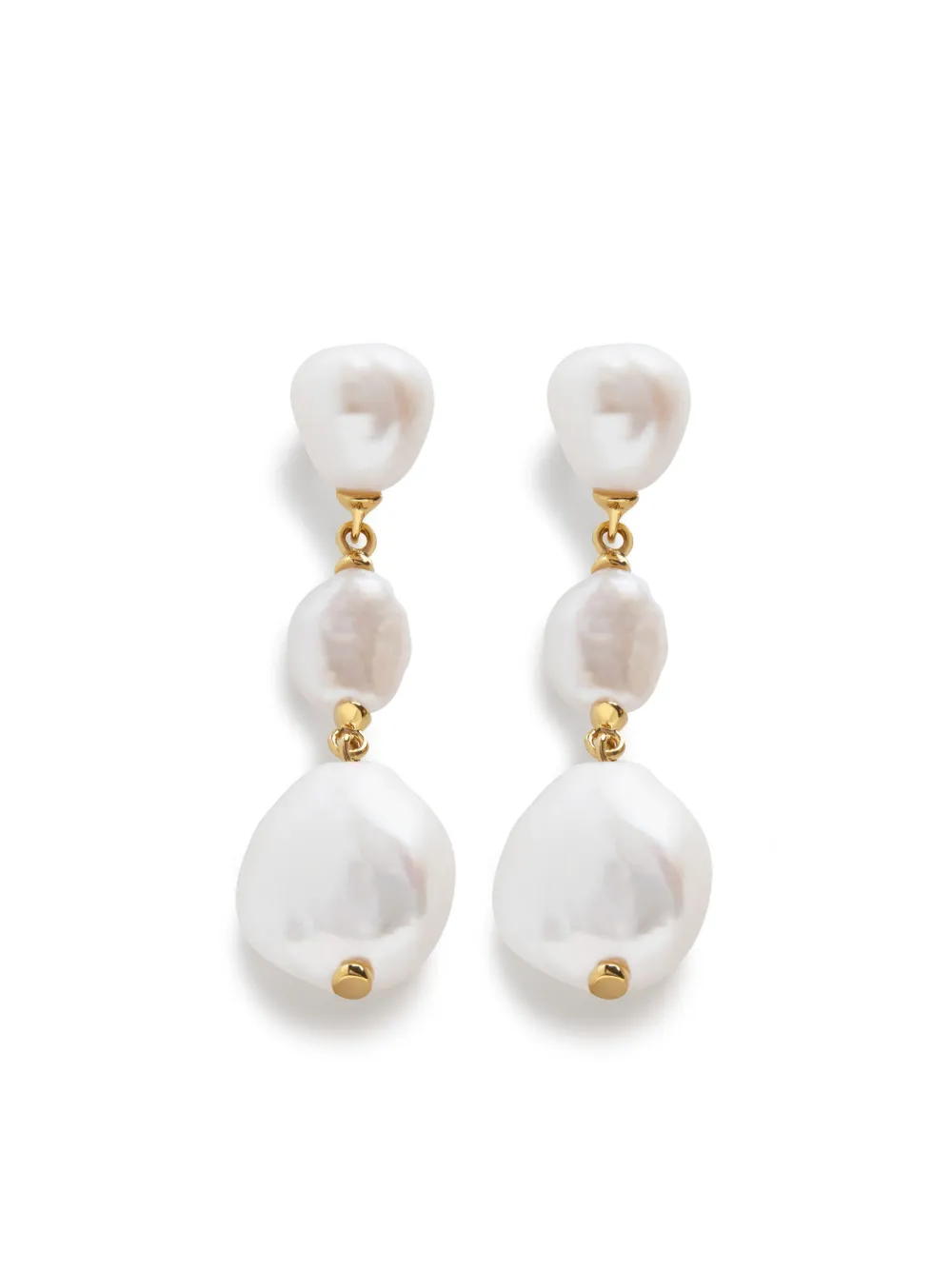 Monica Vinader Nura Reef Triple Freshwater Pearl Drop Earrings In 18ct Gold Vermeil / Pearl