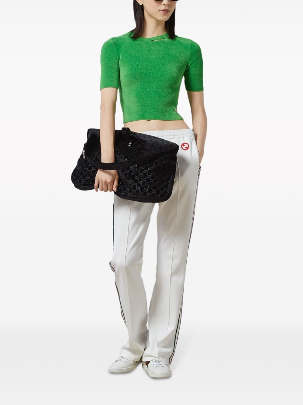 Shop Gucci Web-striped Track Pants In White
