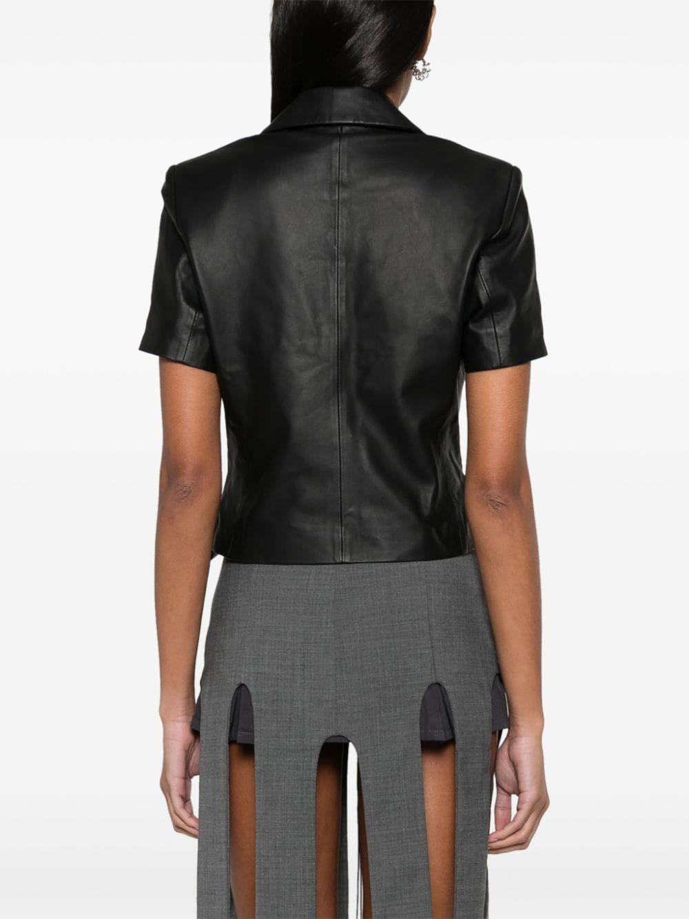 Shop Remain Cropped Leather Jacket In Black