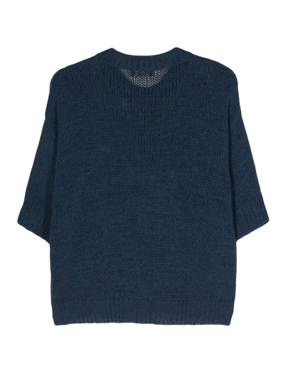 Shop Roberto Collina Round-neck Open-knit Top In Blue