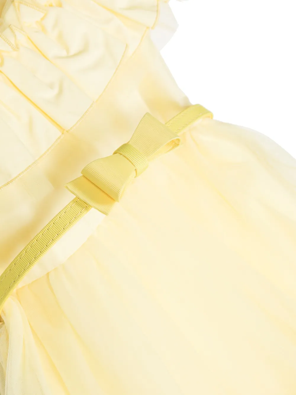 Shop Monnalisa Ruffle-detail Tulle Dress In Yellow