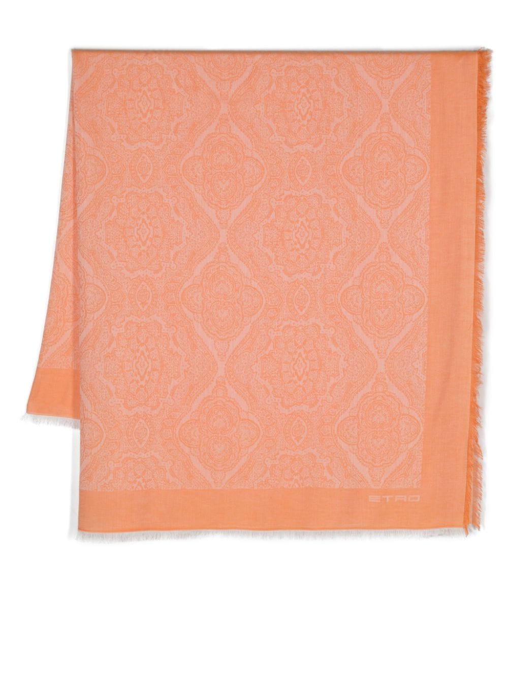 ETRO paisley-jacquard frayed scarf - Orange