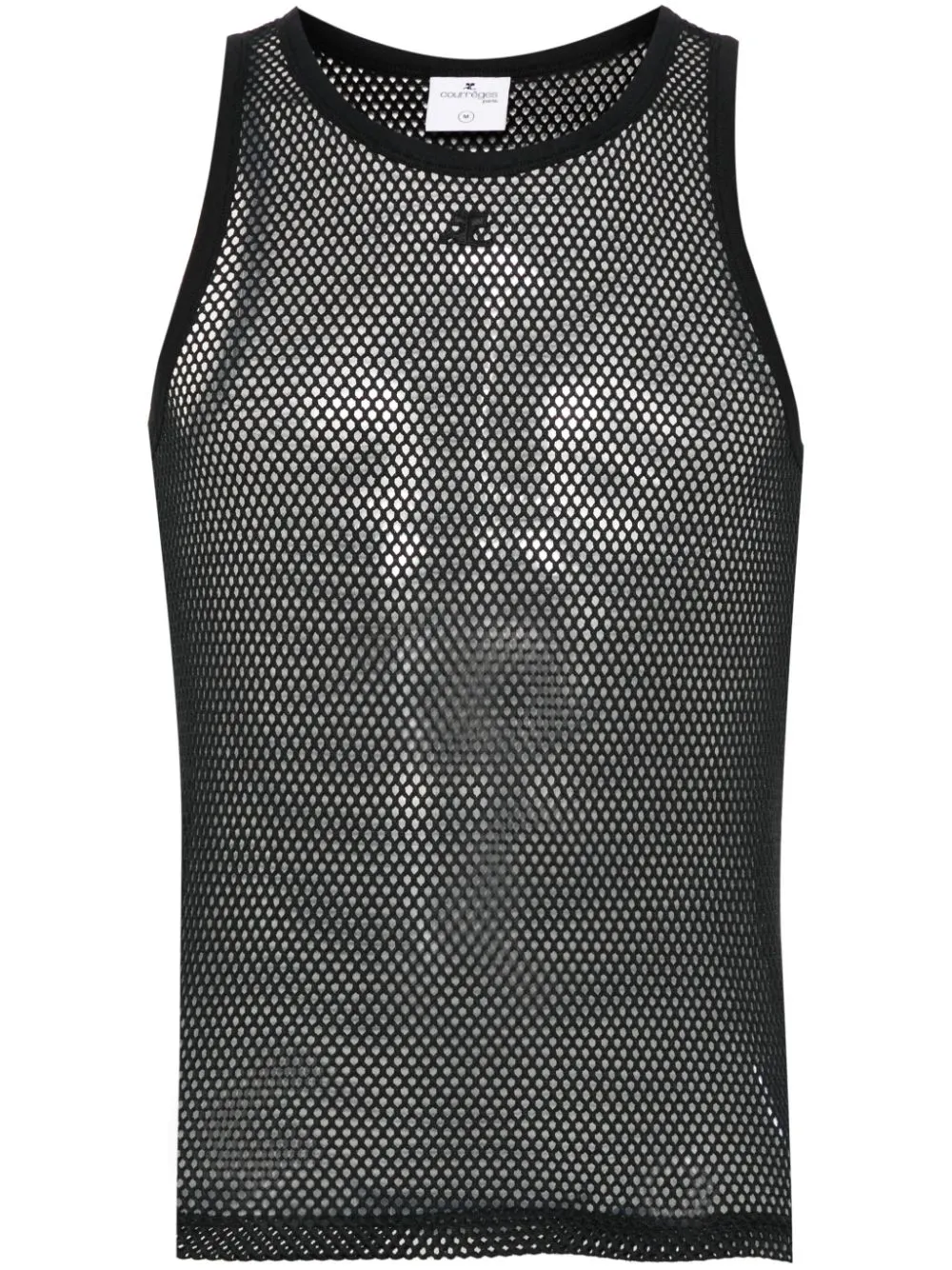 Courrèges Logo-patch Mesh Top In Black