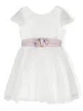 AMAYA floral-appliqué embroidered dress - White