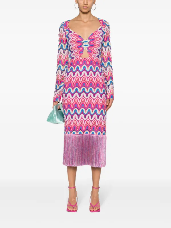 Pink crochet midi dress cheap