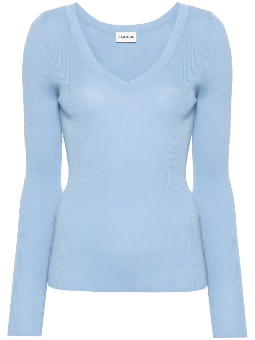 Pull en maille nervurée à col v - P.A.R.O.S.H. - Modalova