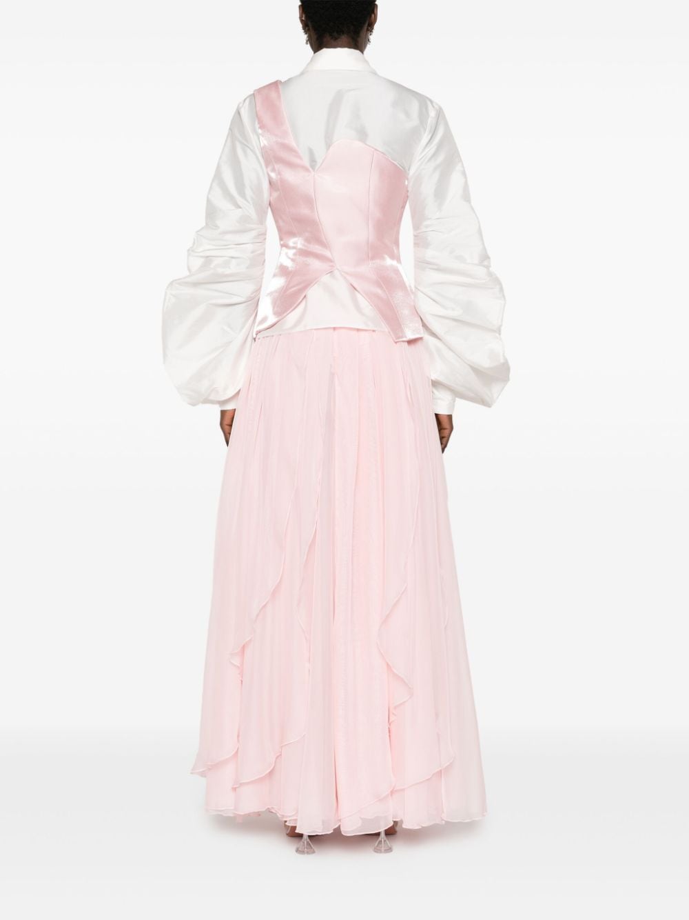 Shop Gaby Charbachy Draped Flared Skirt Set In Pink