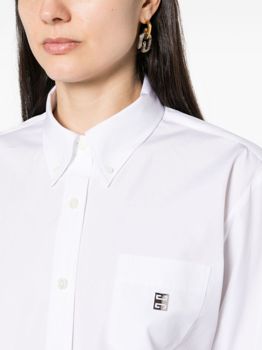 Shop Givenchy 4g-plaque Cotton Shirt In 白色