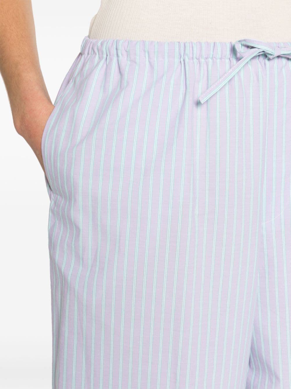 Shop Baserange Striped Wide-leg Trousers In Purple