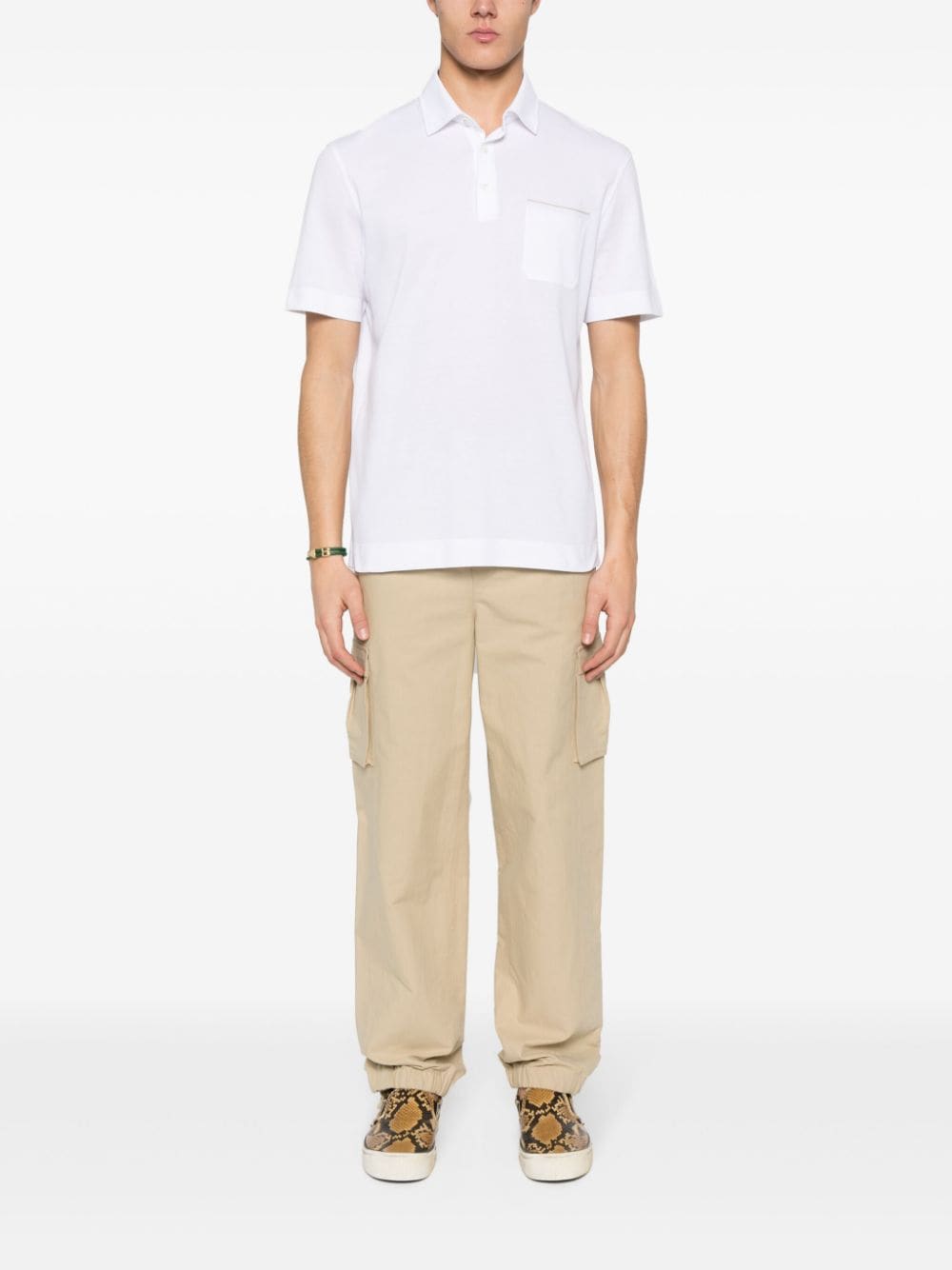 Shop Zegna Chest-pocket Cotton Polo Shirt In White