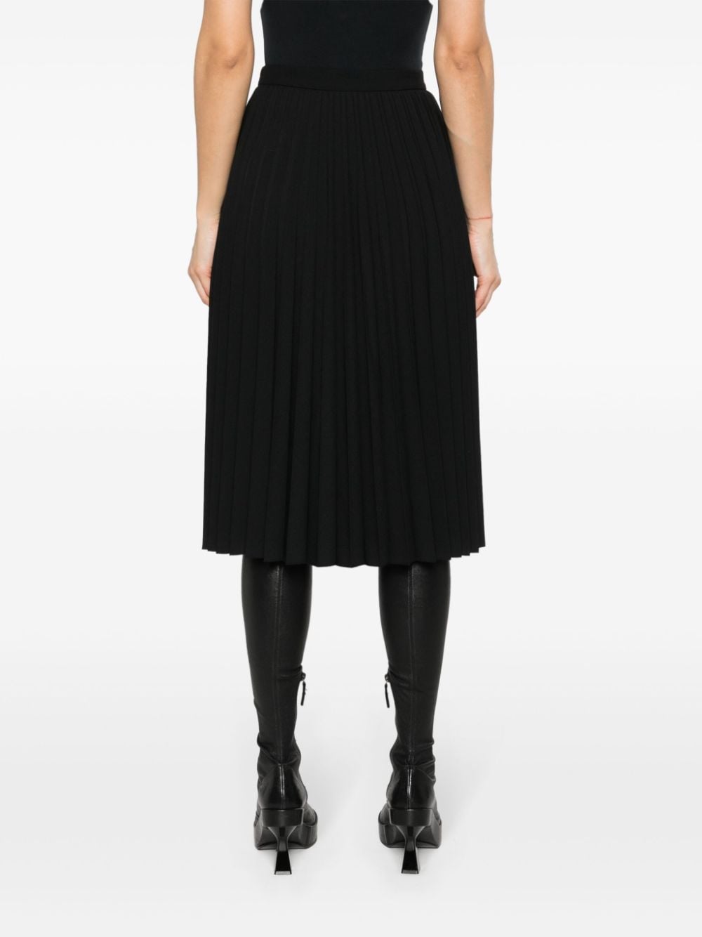 Shop Givenchy 4g-plaque Pleated Midi Skirt In 黑色