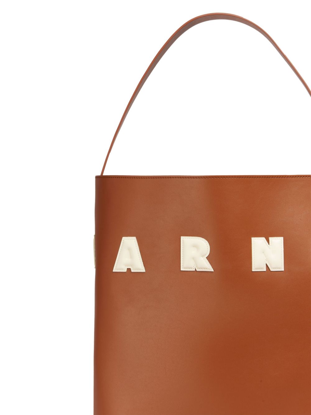 Shop Marni Museo Leather Tote Bag In Brown