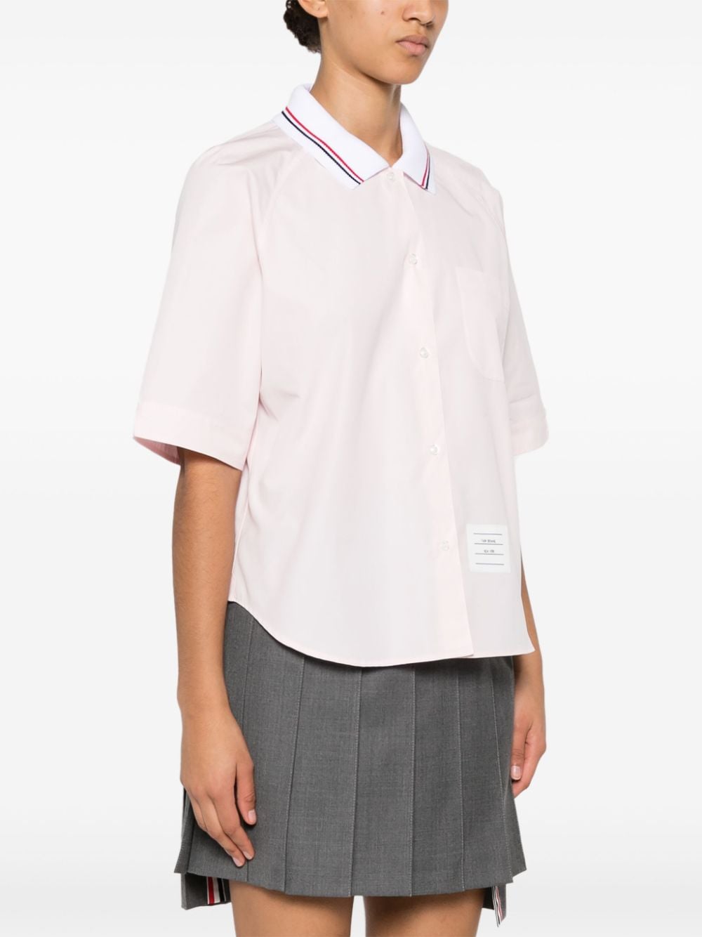 Shop Thom Browne Contrasting-collar Shirt In Pink