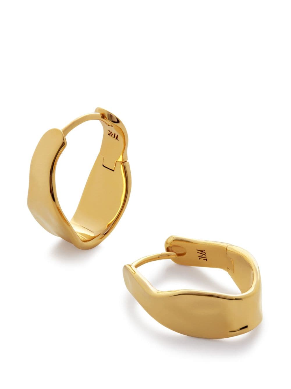Shop Monica Vinader Scultped Hoop Design Earrings In Gold