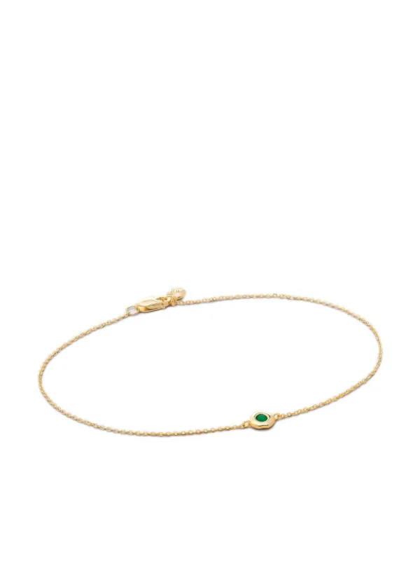 Monica Vinader 14kt Yellow Gold Siren Emerald Chain Bracelet