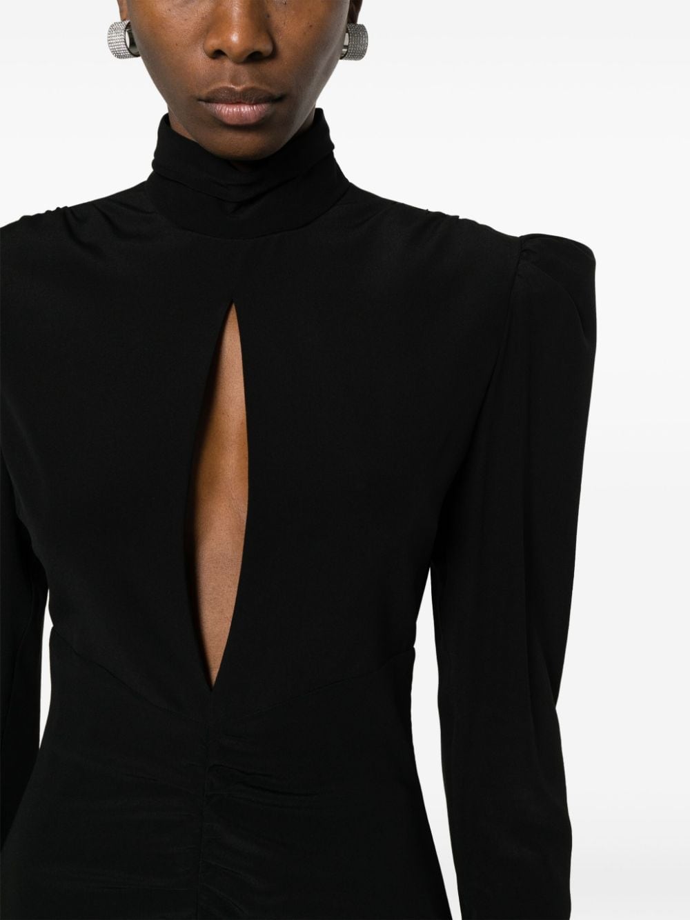 Shop Alessandra Rich Cut-out Silk Minidress In Black