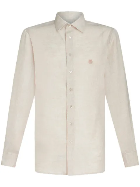 ETRO Pegaso-embroidered mélange-effect shirt