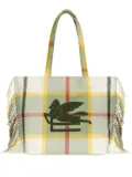 ETRO Pegaso-embroidered checkered tote bag - Green