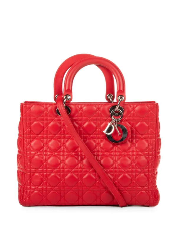Dior Pre-owned Lady Large Cannage Handbag in Red