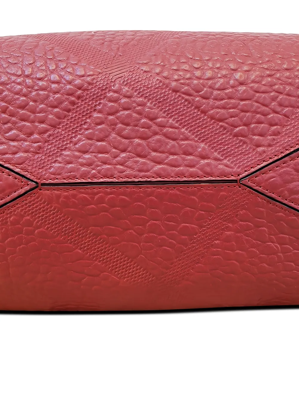 Pre-owned Burberry 2020s Textured Nova Check Tote Bag In Red