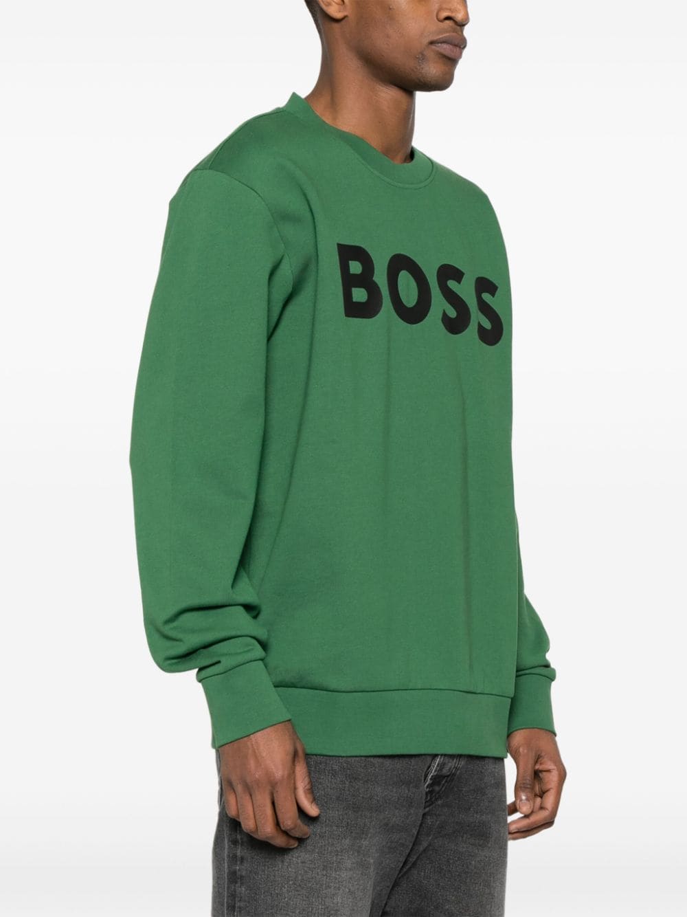 BOSS Sweater met logoprint Groen