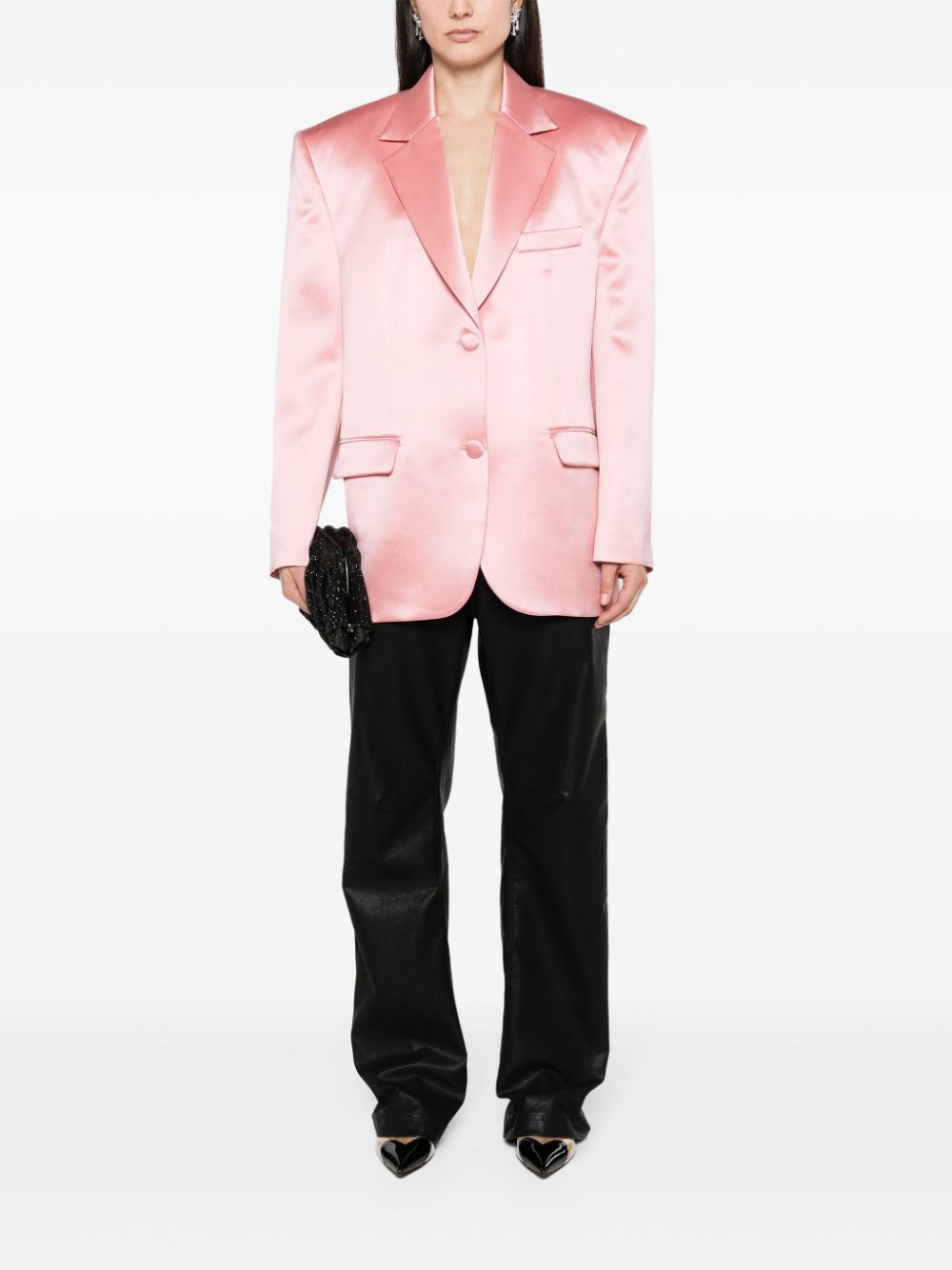 Magda Butrym single-breasted silk blazer - Roze