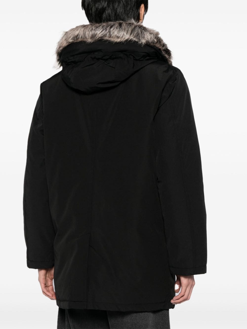 Shop Michael Michael Kors Faux Fur-trim Parka Coat In Black