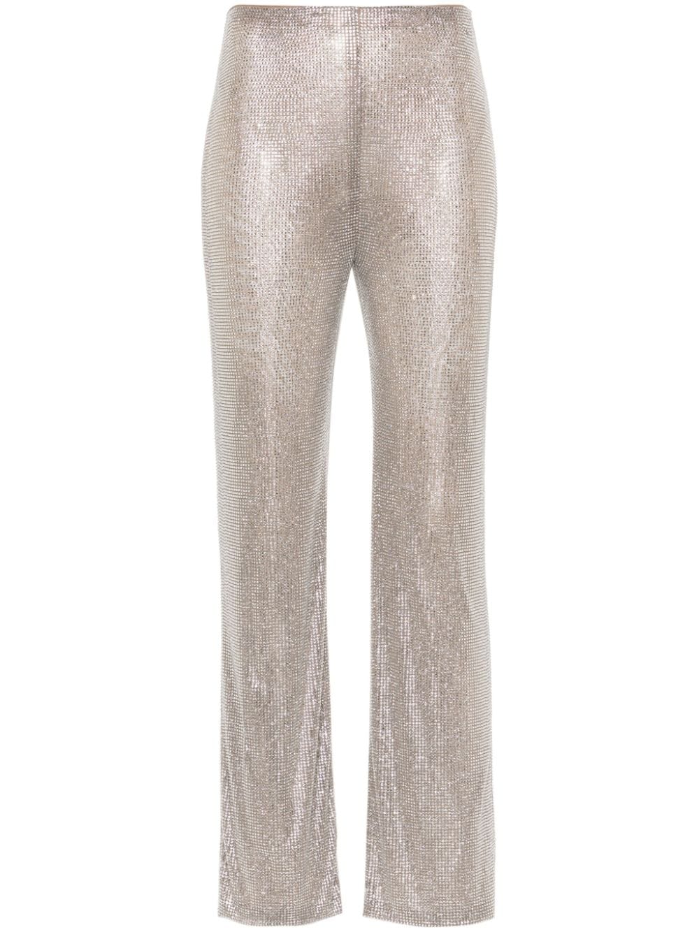 Shop Giuseppe Di Morabito Rhinestone-embellished Straight Trousers In Neutrals