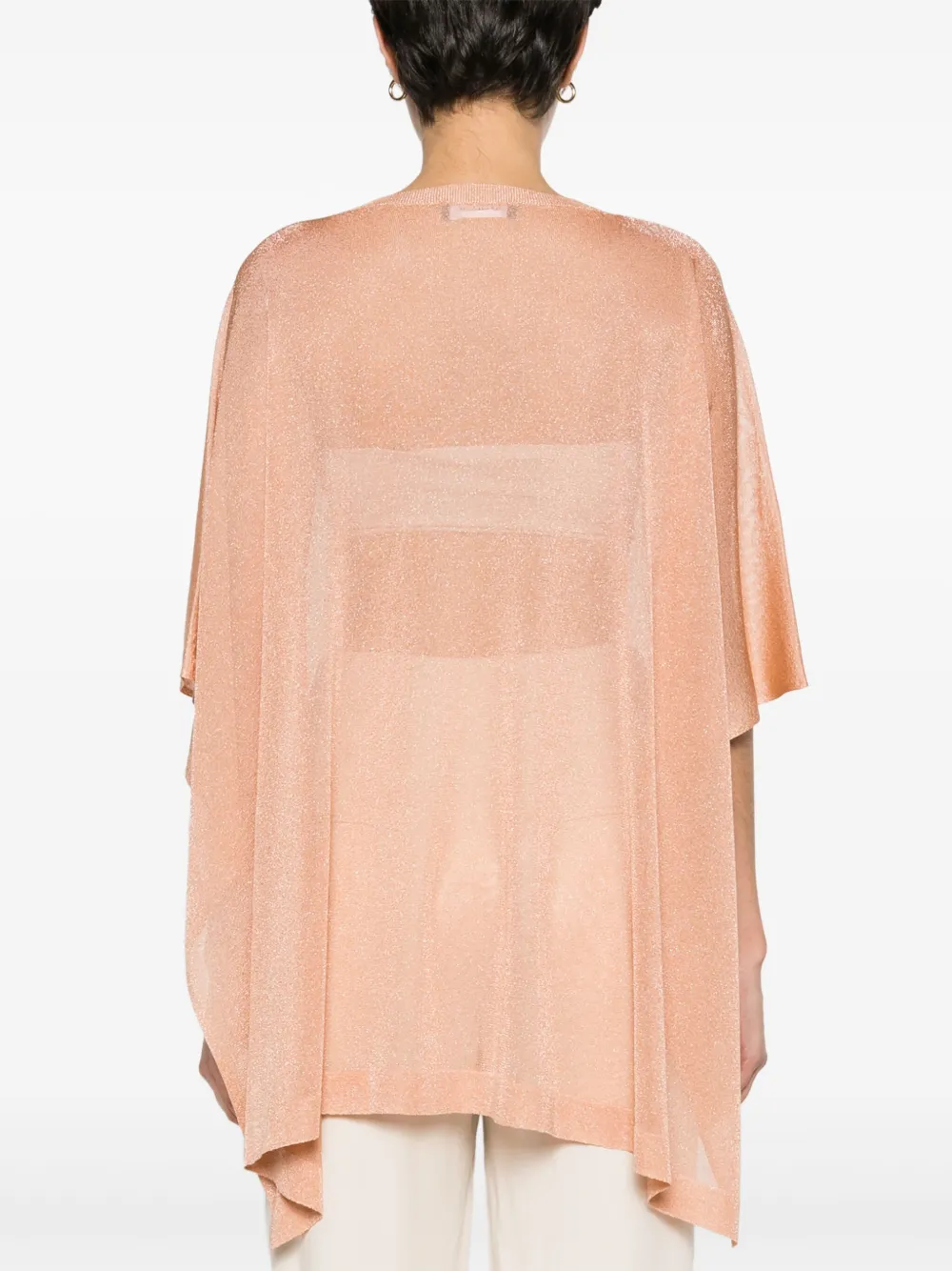 Shop Fabiana Filippi Semi-sheer Knitted Cape In Pink