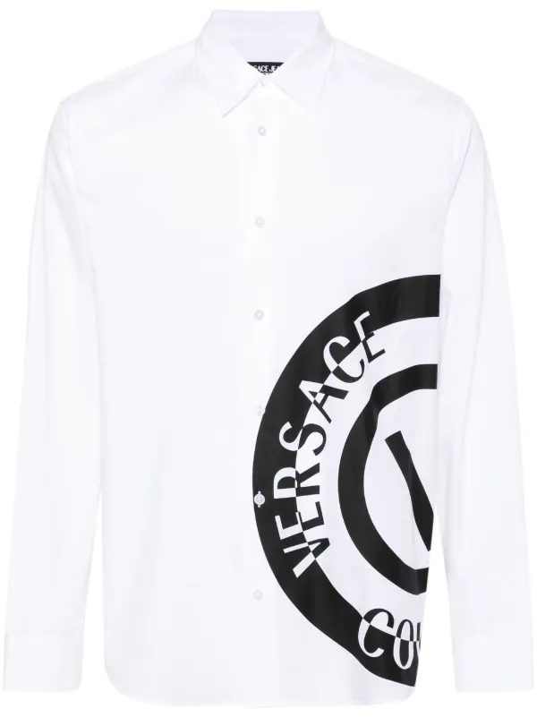 Versace Jeans Couture logo print Cotton Shirt White FARFETCH UK