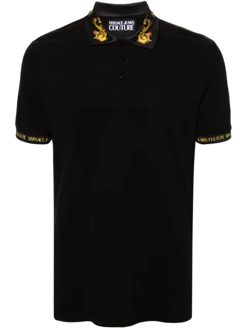 Versace Jeans Couture Barocco-trim cotton polo shirt Men