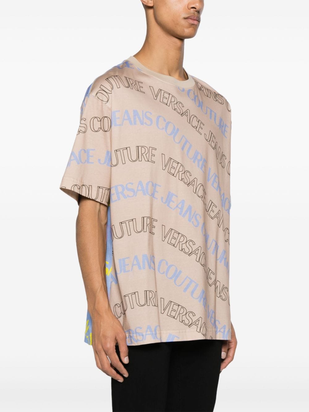 Versace Jeans Couture T-shirt met colourblocking en logoprint Beige