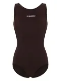 Jil Sander logo-print open-back swimsuit - Brown