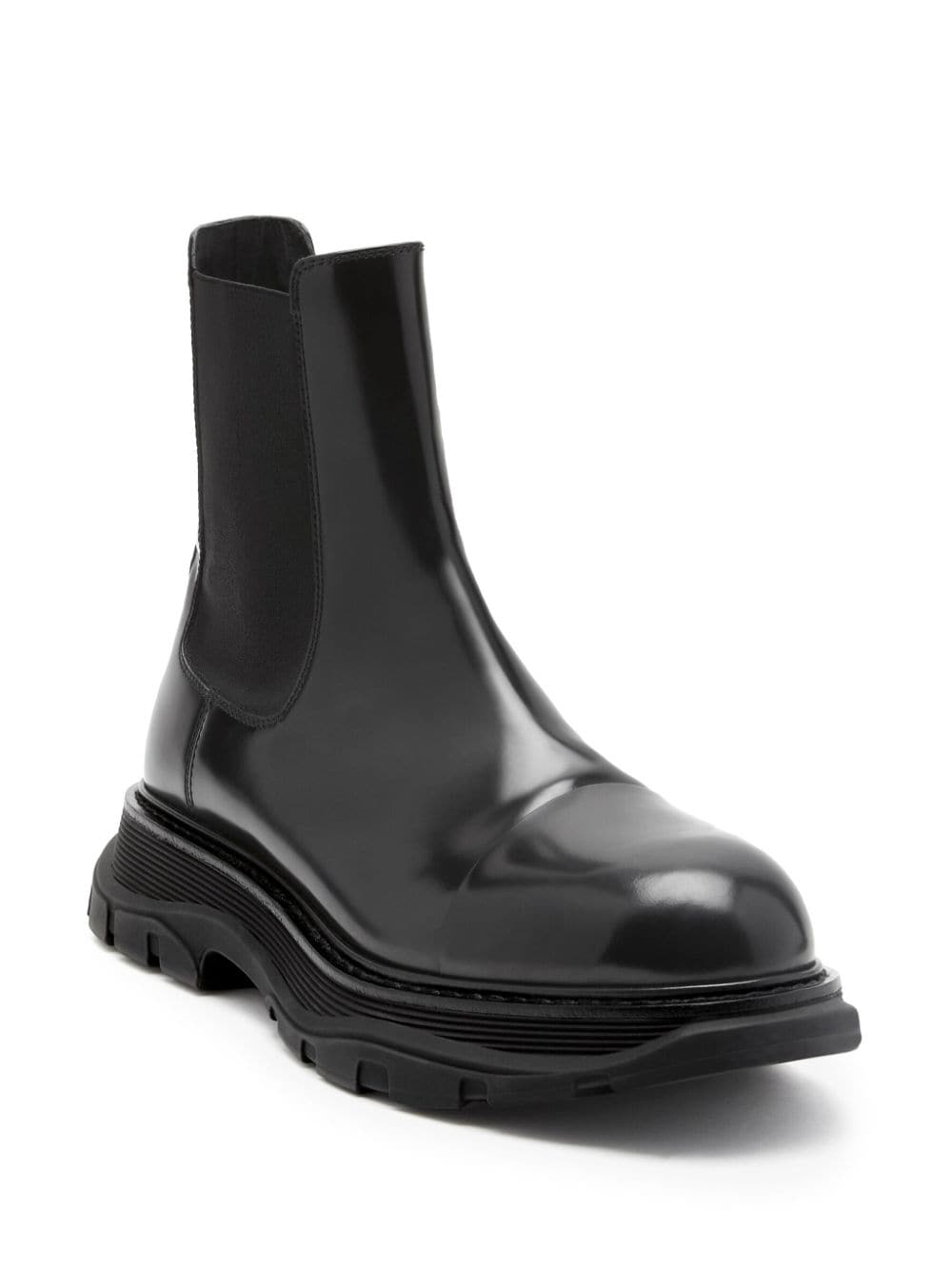 Shop Alexander Mcqueen Tread Leather Chelsea Boots In Black/black