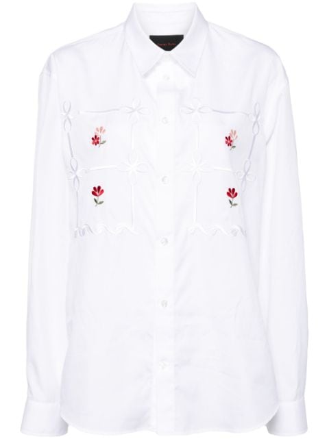 Simone Rocha floral-embroidered cotton shirt