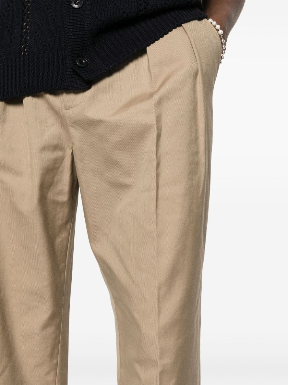Shop Dunst Pleat-detail Tapered Trousers In Neutrals