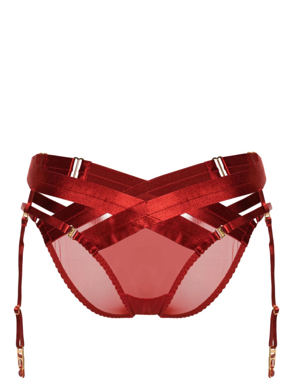 Bordelle Tomoe Satin Harness Brief In Red