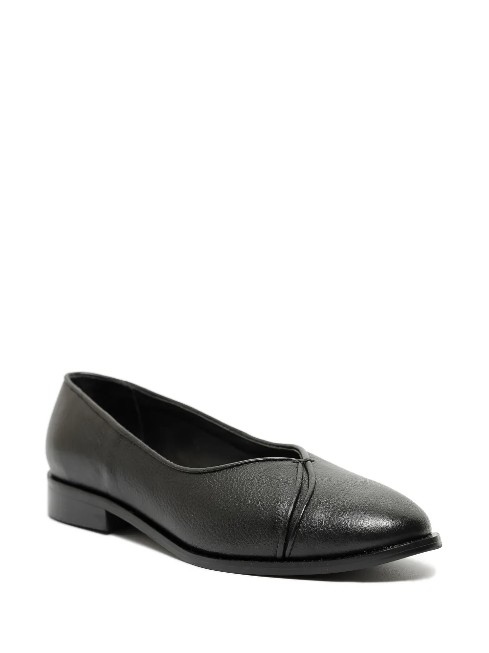 Shop Studio Chofakian Studio 139 Leather Ballerina Shoes In Black