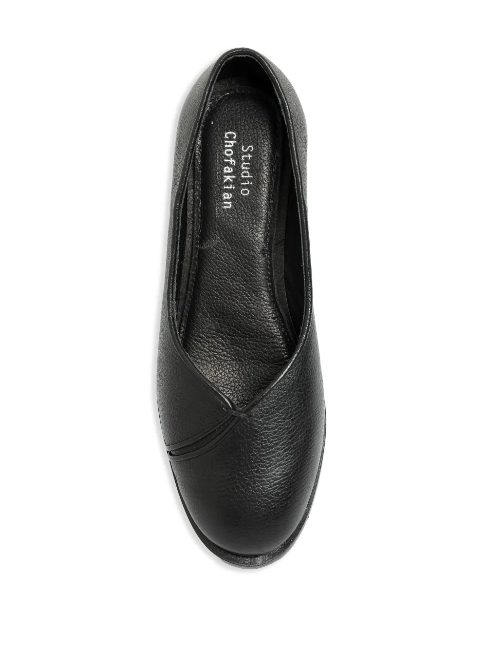 Shop Studio Chofakian Studio 139 Leather Ballerina Shoes In Black