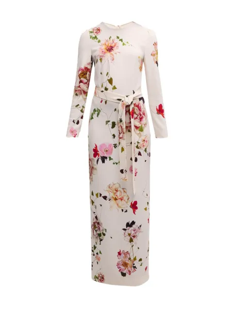 Monique Lhuillier floral-print belted gown