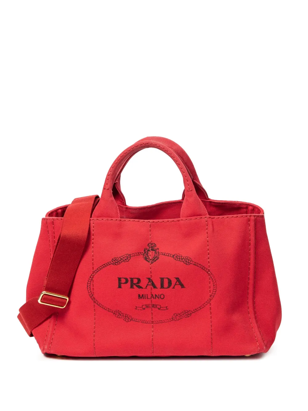 Prada Pre-Owned Borsa tote piccola Canapa con stampa - Rosso