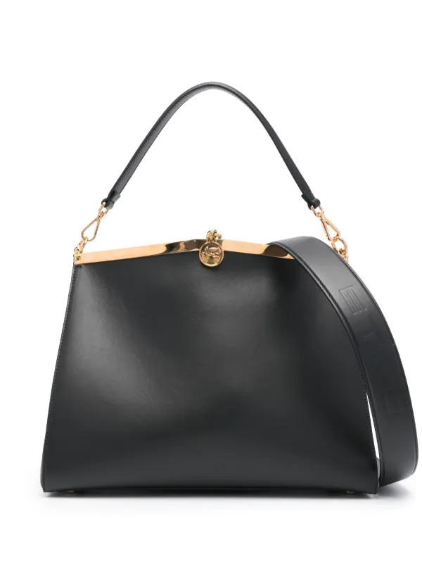 Etro Large Leather Vela Bag in Black