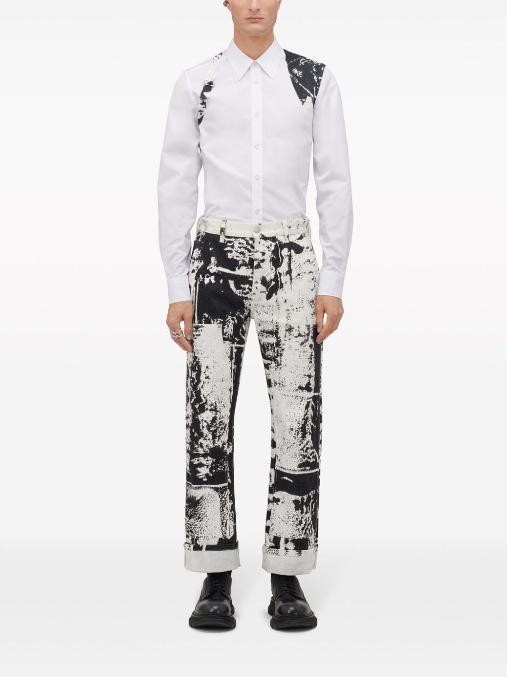 Alexander McQueen Cropped jeans met print Wit